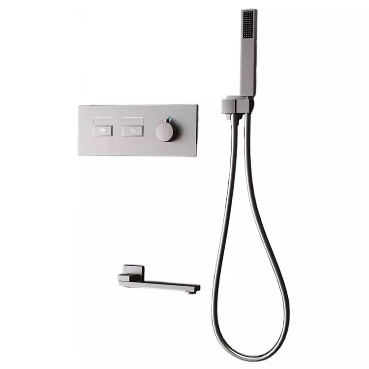 Μινιμαλιστική κεφαλή ντους Dark Gunmetal με διπλή έξοδο